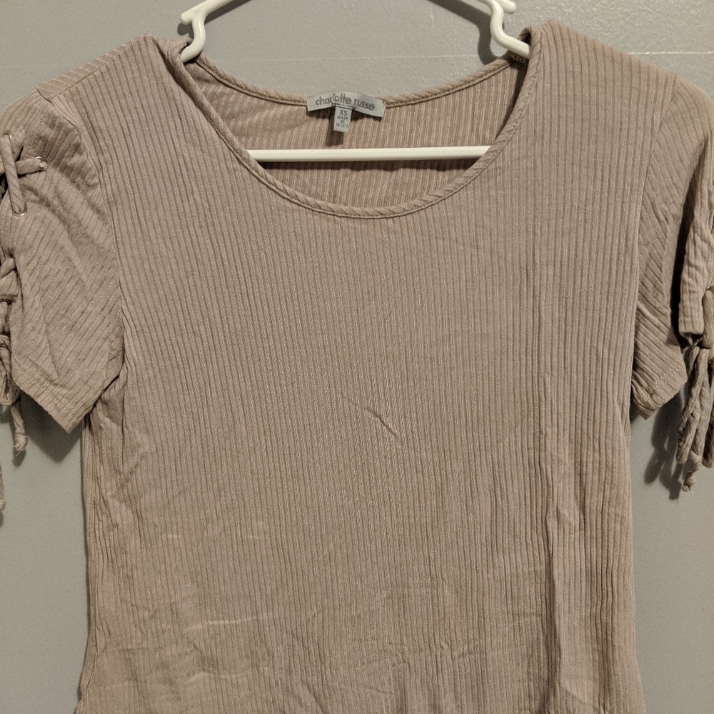 Charlotte Russe - Dark Tan Short Sleeve Shirt